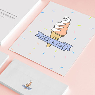 image of stationery package for merla mea ice cream shop